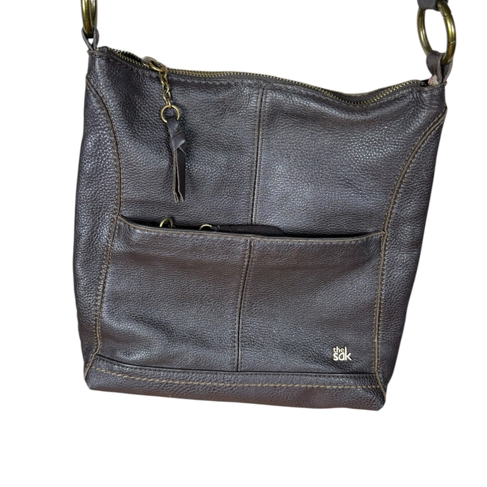 The Sak Dark Brown Leather Shoulder Bag‎